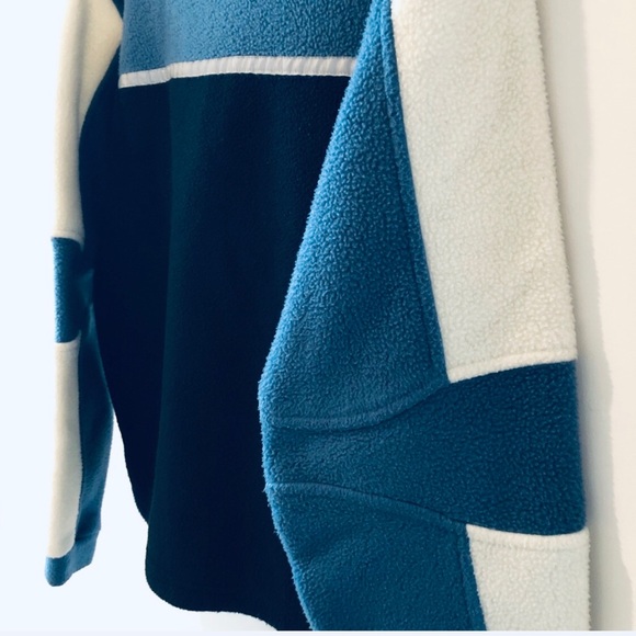 Vintage ROOTS Athletics Fleece Jacket Reflective Strip Accent Blue/White Size M - Picture 6 of 8